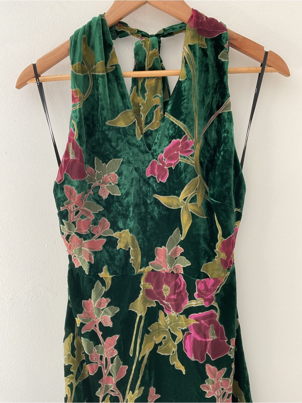 Lulus Flawlessly Gorgeous Green Burnout Floral Halter Velvet Maxi Dress Event S - Picture 7 of 15